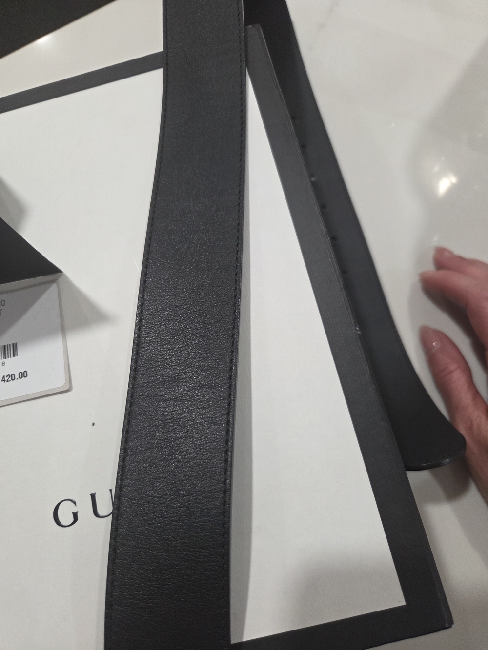 Authentuc Gucci Black Leather Belt with Gold Double G Buckle - Picture 8 of 8